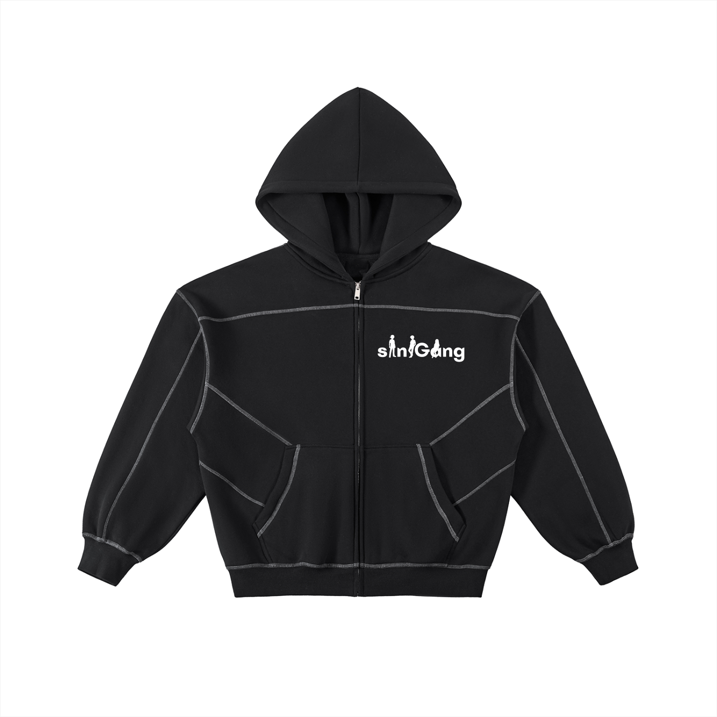 siniGang Contrast-Stitched Zip Hoodie